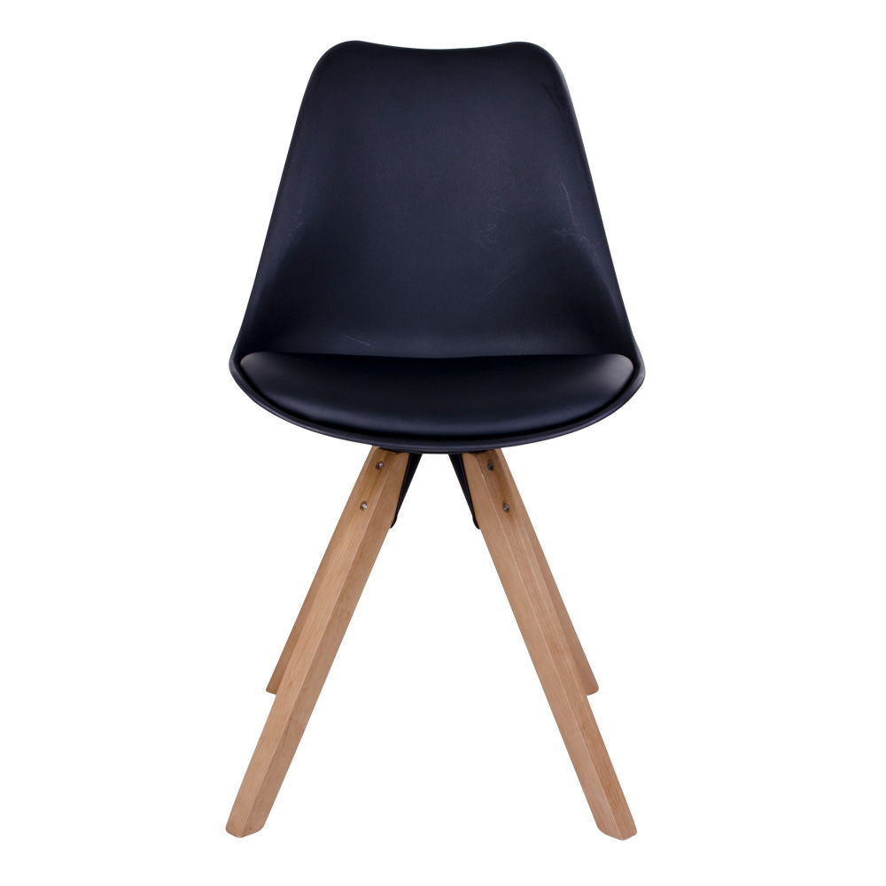 Bergen dining chair - dining table chair, black with nature legs