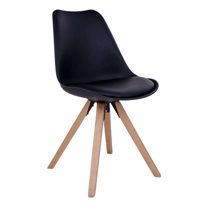 Bergen dining chair - dining table chair, black with nature legs