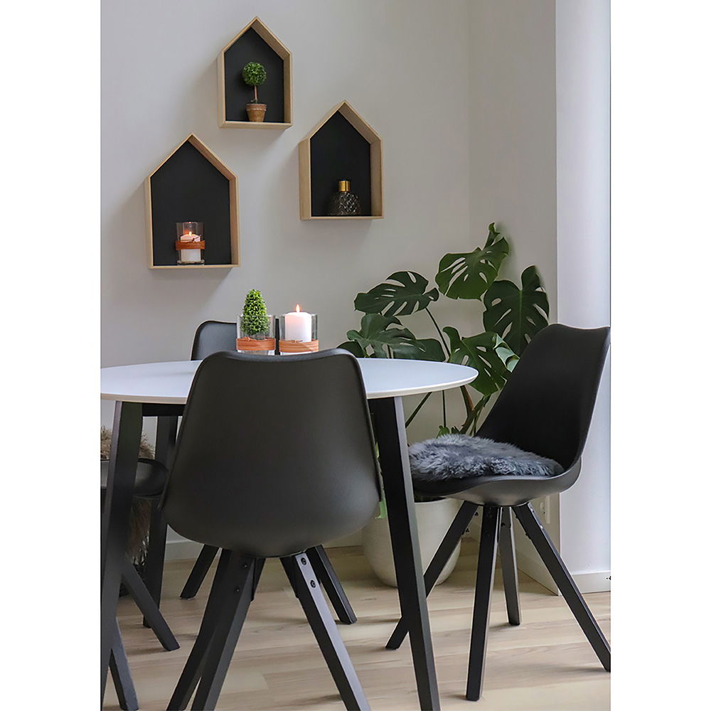 Bergen dining chair - dining table chair, black with black wooden legs