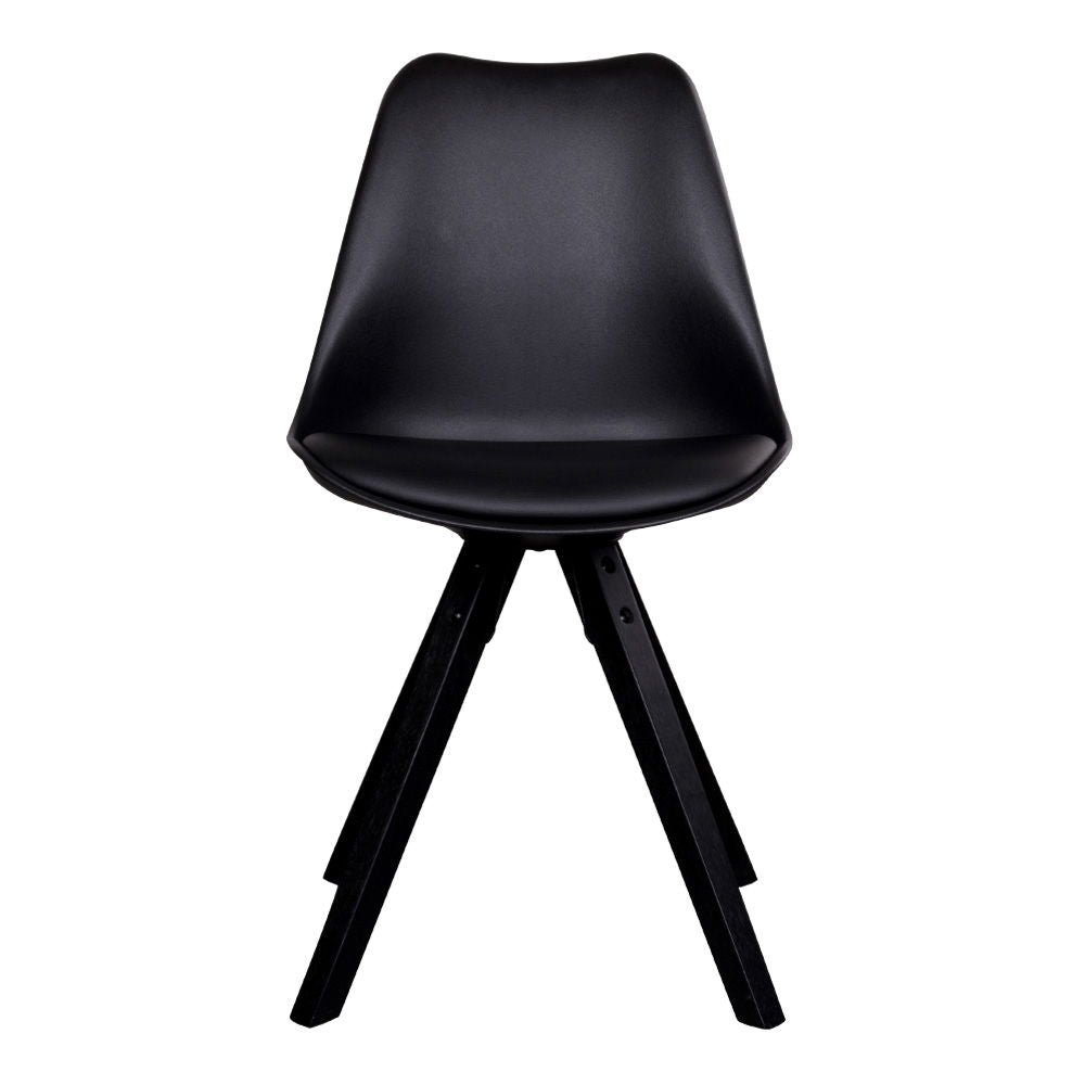 Bergen dining chair - dining table chair, black with black wooden legs