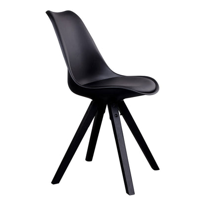 Bergen dining chair - dining table chair, black with black wooden legs