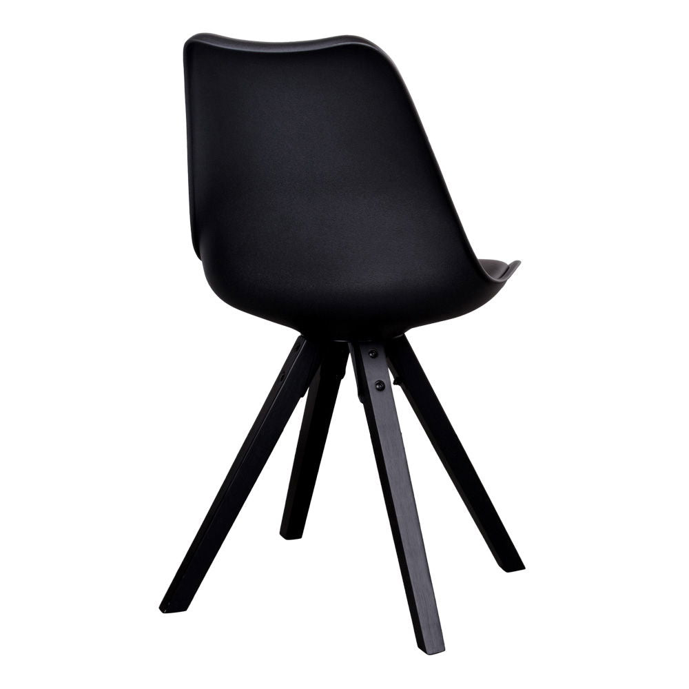 Bergen dining chair - dining table chair, black with black wooden legs