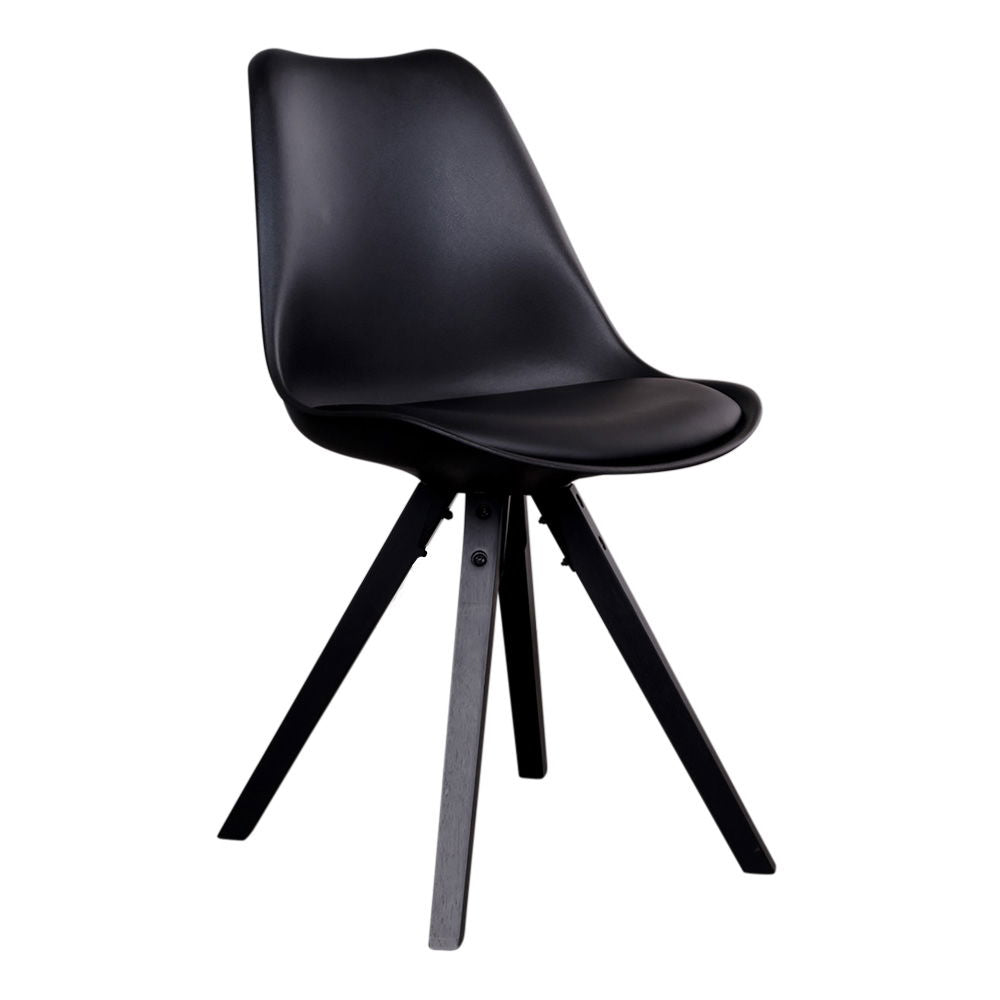 Bergen dining chair - dining table chair, black with black wooden legs