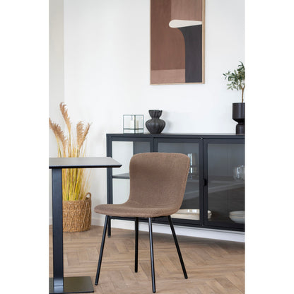 Halden Dining table chair - Dining table chair, imitation fur, dark brown with black legs, HN1092