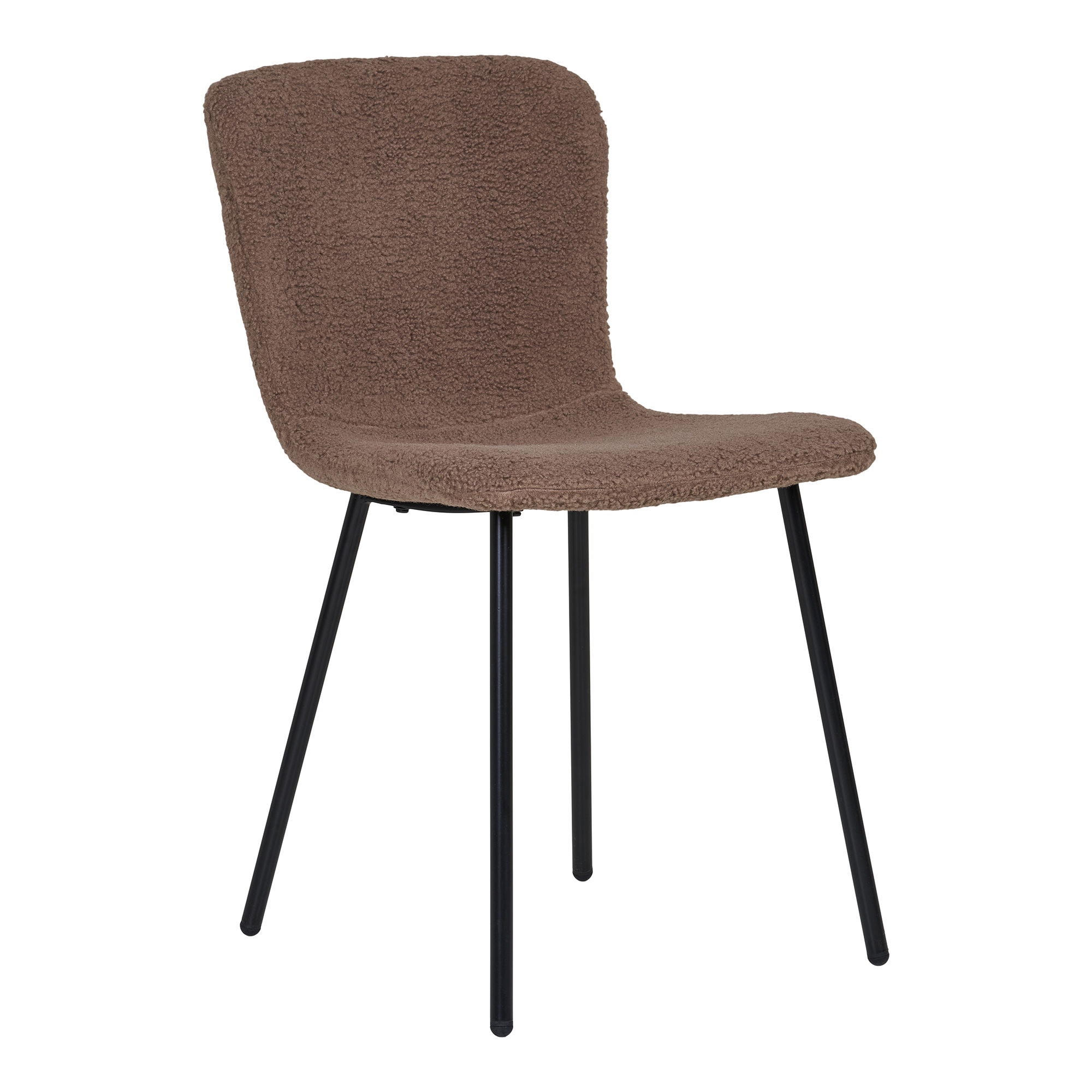 Halden Dining table chair - Dining table chair, imitation fur, dark brown with black legs, HN1092