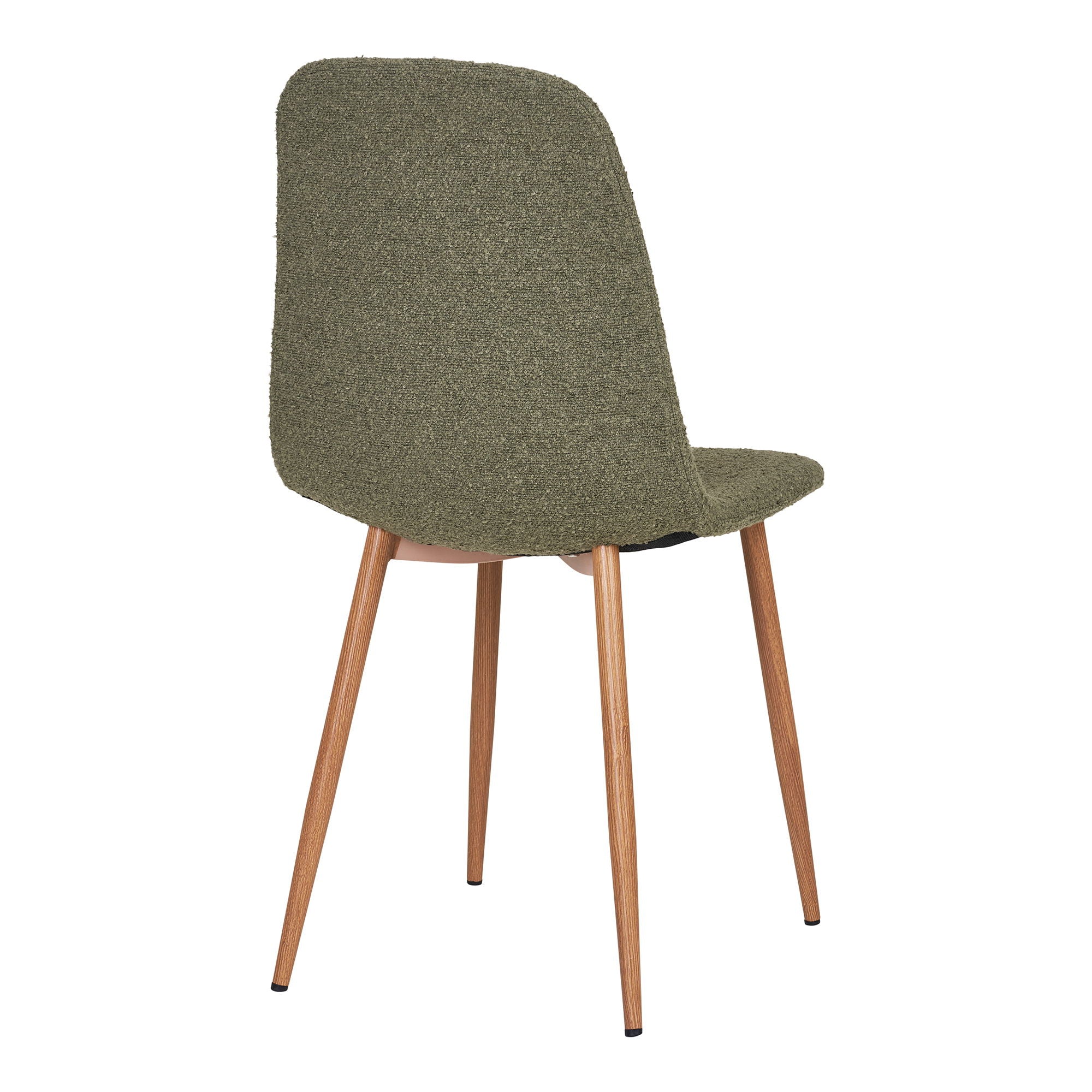 Stockholm Dining Table Chair - Dining Table Chair, Bouklé, Dark Green with Legs in Wood Look, HN1236