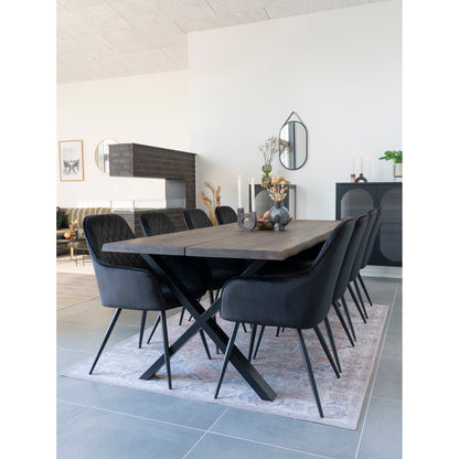 Harbo Dining Chair - Dining Table Chair in Velor, Black with Black Legs, HN1207