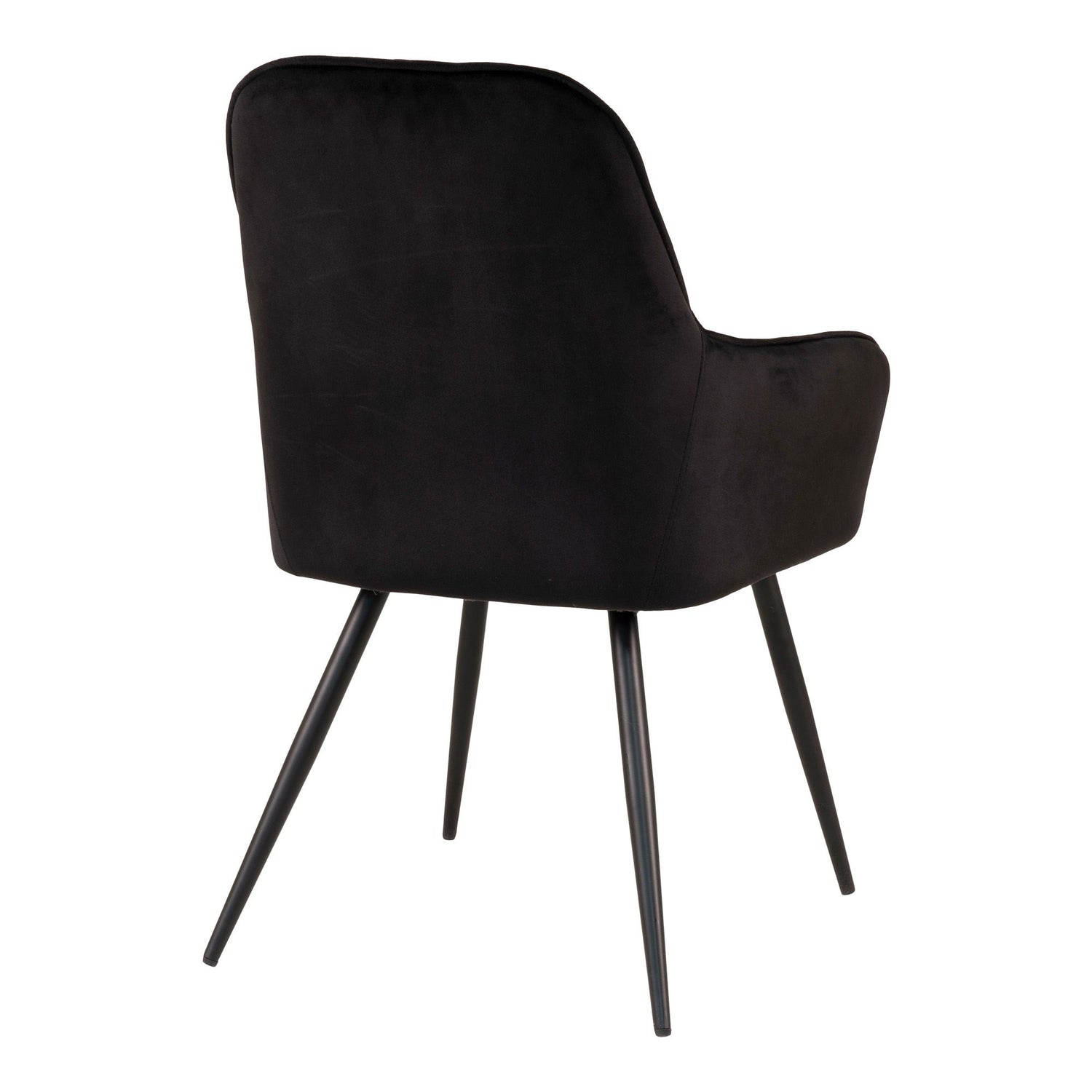 Harbo Dining Chair - Dining Table Chair in Velor, Black with Black Legs, HN1207