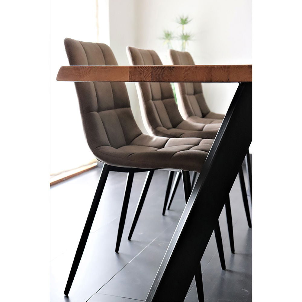 Middelfart Dining table chair - Dining table chair in microfiber, light brown with black legs