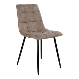 Middelfart Dining table chair - Dining table chair in microfiber, light brown with black legs