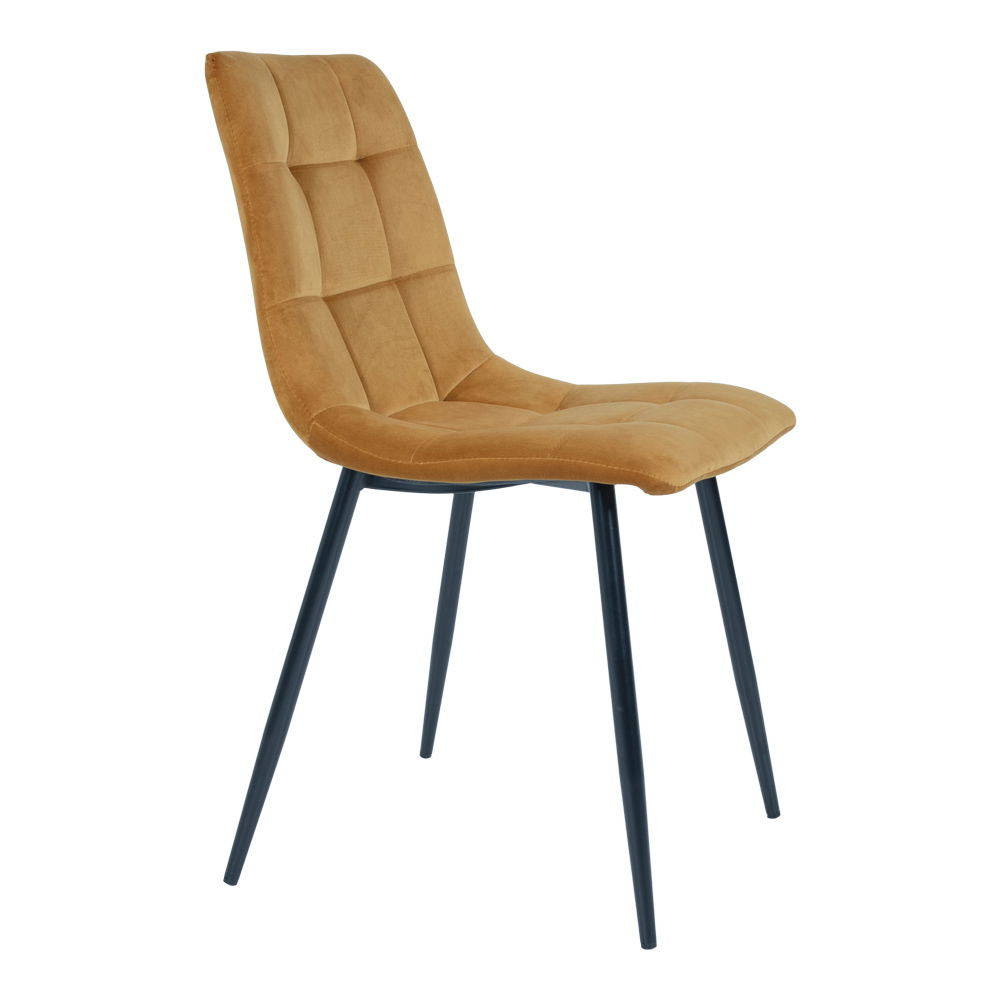 Middelfart Dining table chair - Dining table chair in velor, mustard yellow with black legs, HN1004