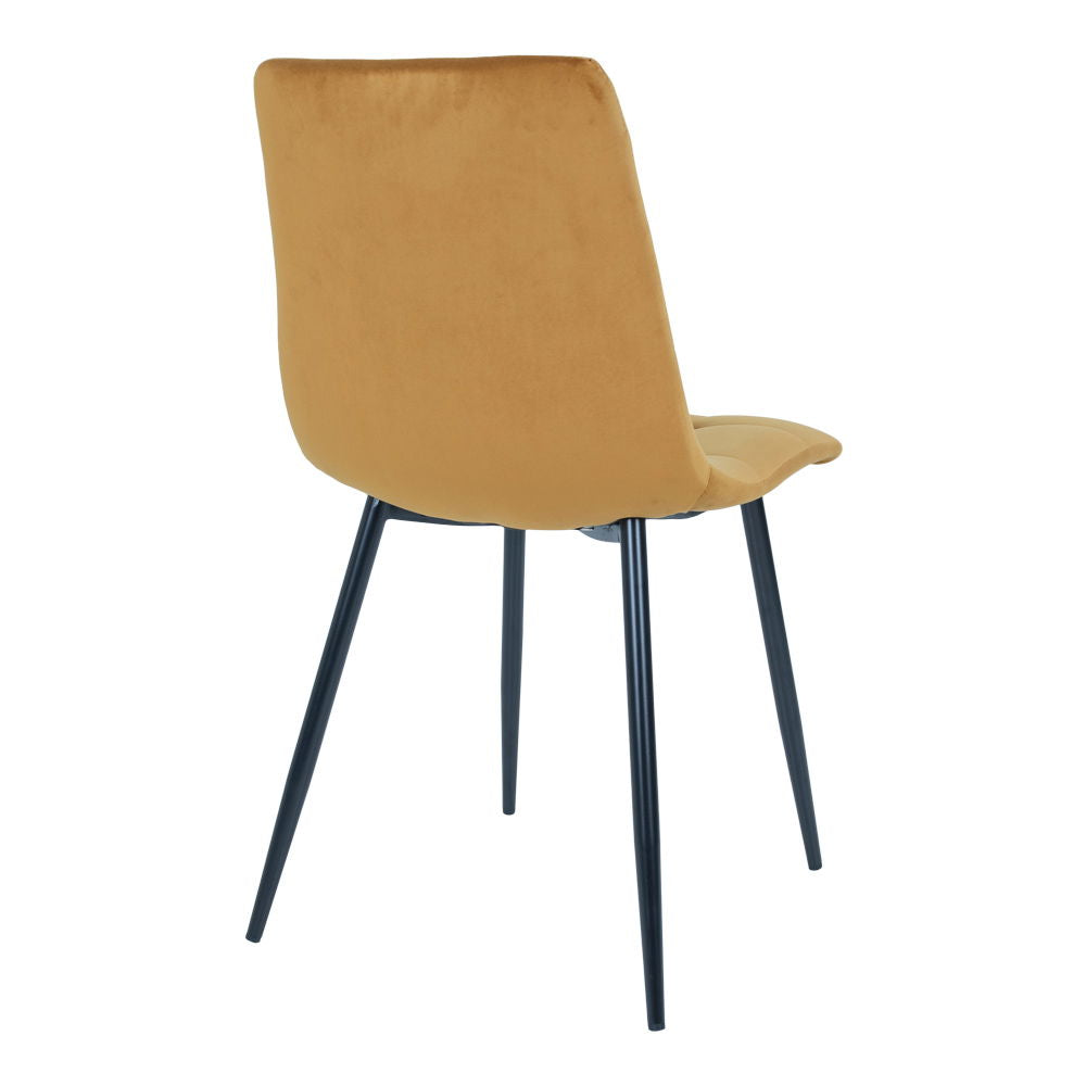 Middelfart Dining table chair - Dining table chair in velor, mustard yellow with black legs, HN1004