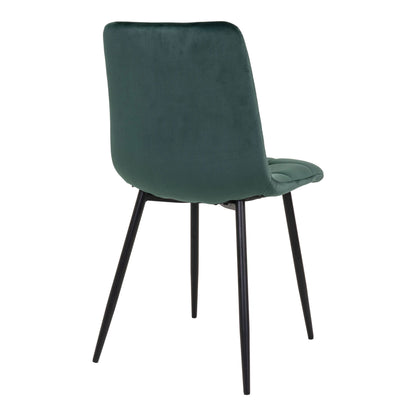 Middelfart Dining table chair - Dining table chair in velor, dark green with black legs