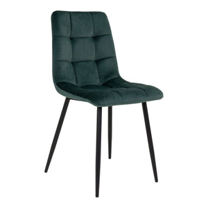 Middelfart Dining table chair - Dining table chair in velor, dark green with black legs