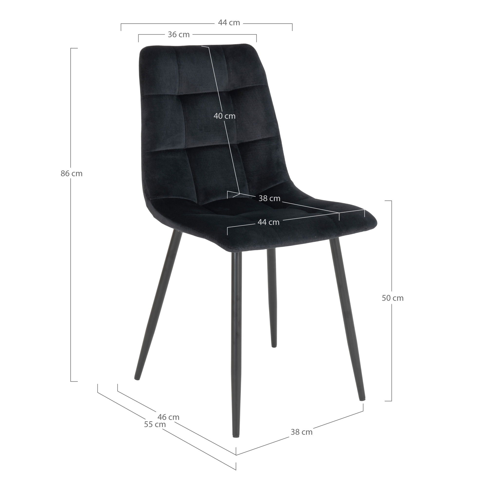 Middelfart Dining table chair - Dining table chair in velor, black with black legs, HN1207