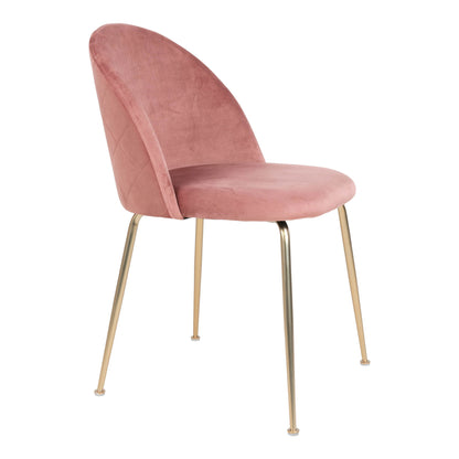 Geneva Dining Table Chair - Dining Table Chair in Velor, Rosa with Bone in Brass Look, HN1214