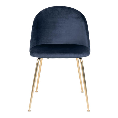 Geneva Dining table chair - Dining table chair in velor, blue with legs in brass look, HN1205