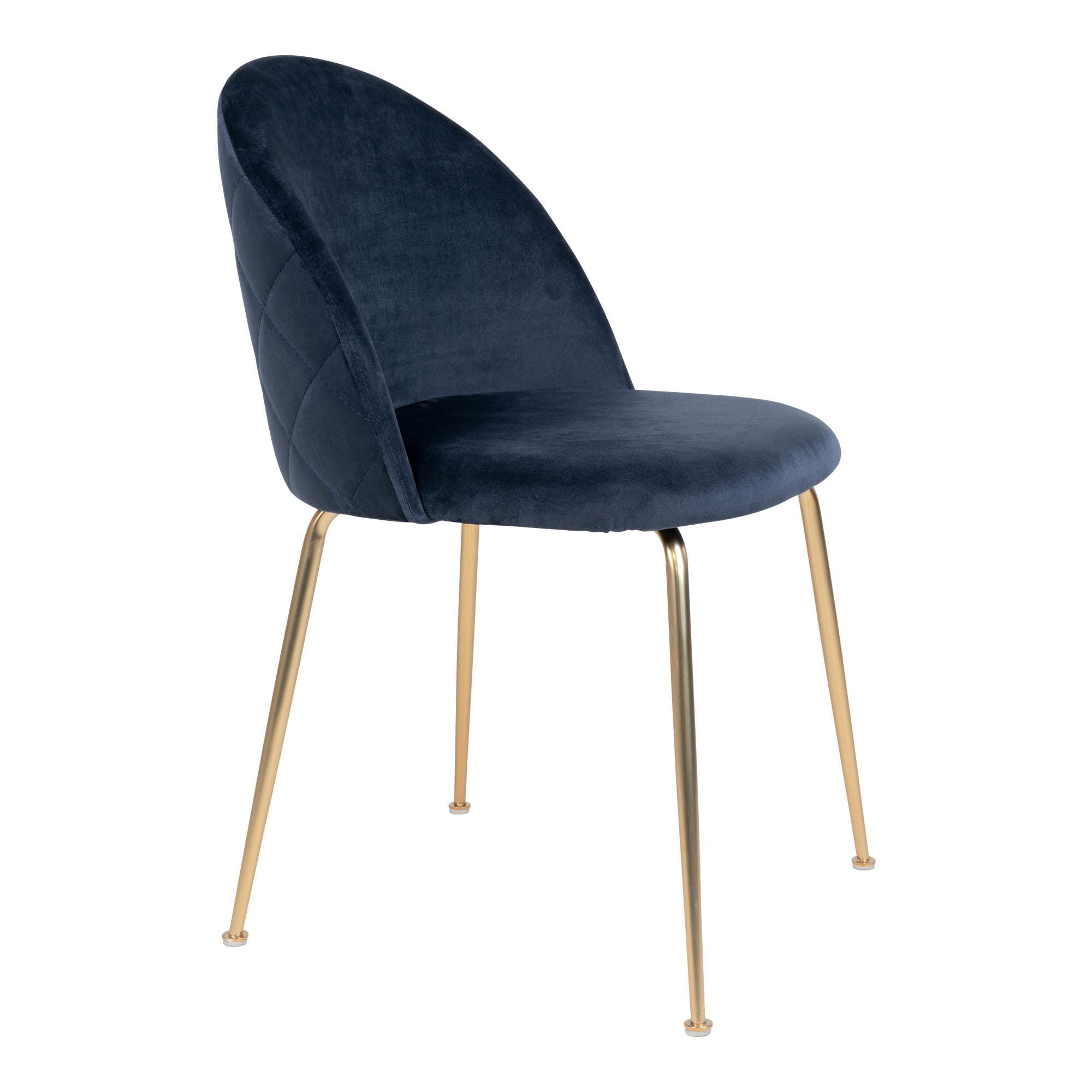 Geneva Dining table chair - Dining table chair in velor, blue with legs in brass look, HN1205