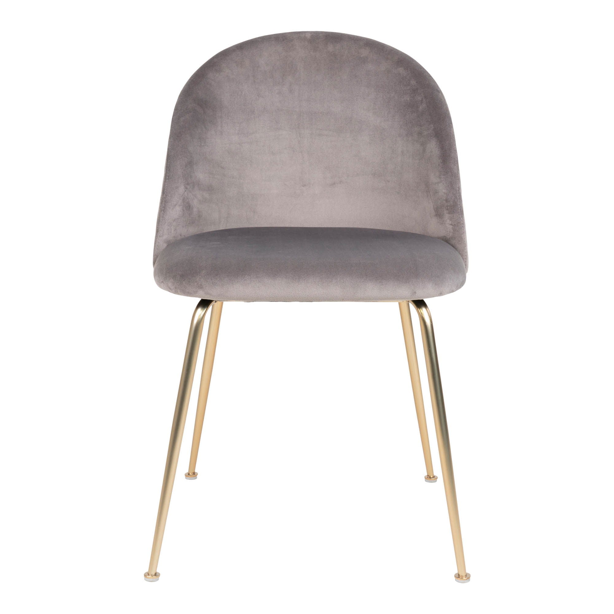 Geneva Dining table chair - Dining table chair in velor, gray with legs in brass look, HN1213