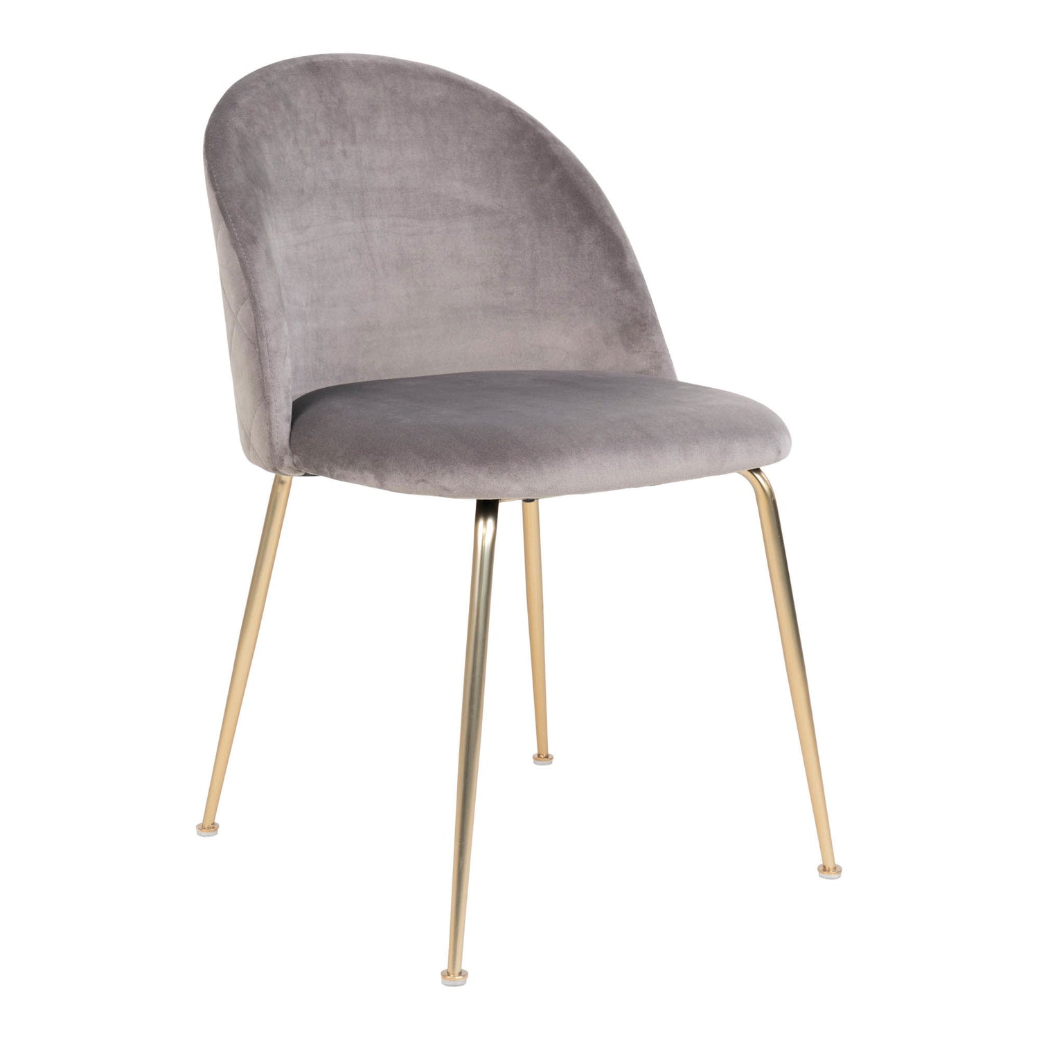 Geneva Dining table chair - Dining table chair in velor, gray with legs in brass look, HN1213