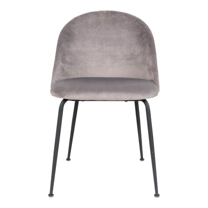 Geneva Dining Table Chair - Dining table chair in velor, gray with black legs, HN1213