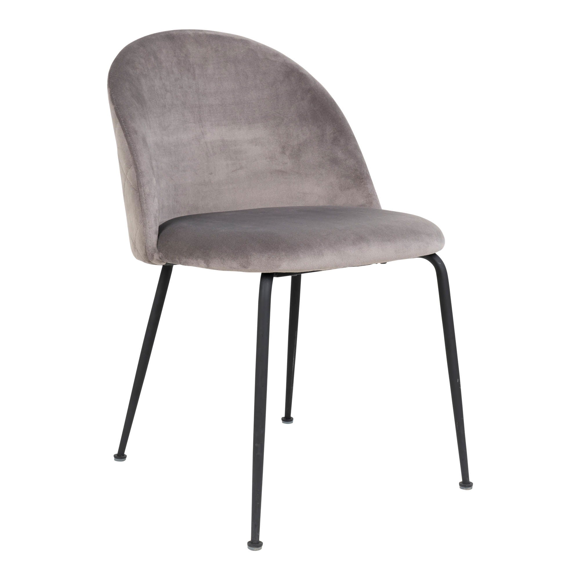 Geneva Dining Table Chair - Dining table chair in velor, gray with black legs, HN1213