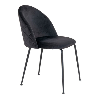 Geneva Dining Table Chair - Dining table chair in velor, black with black legs, HN1207