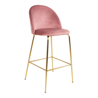 Lausanne bar chair - bar stool in velor, pink with brass look legs, HN1214