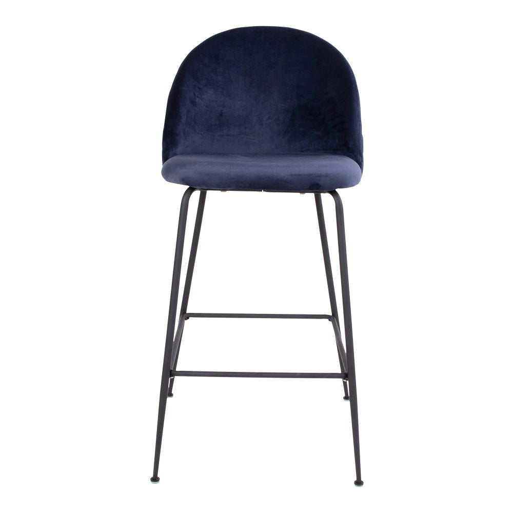 Lausanne bare chair - bar stool in velor, blue with black legs, HN1205