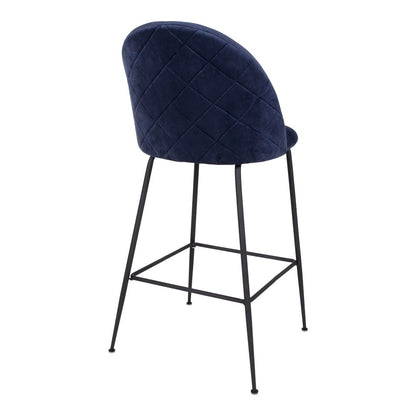 Lausanne bare chair - bar stool in velor, blue with black legs, HN1205