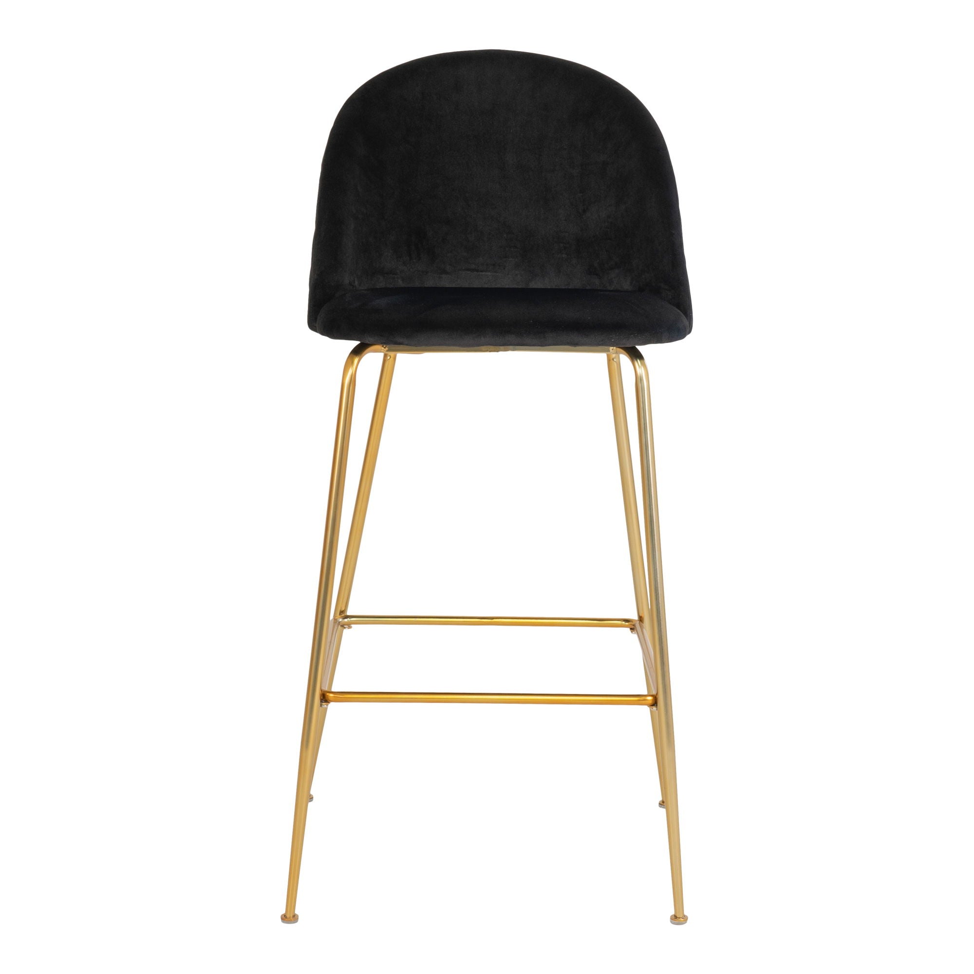 Lausanne bar chair - bar stool in velor, black with brass look legs, HN1207