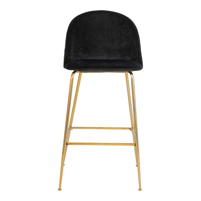 Lausanne bar chair - bar stool in velor, black with brass look legs, HN1207