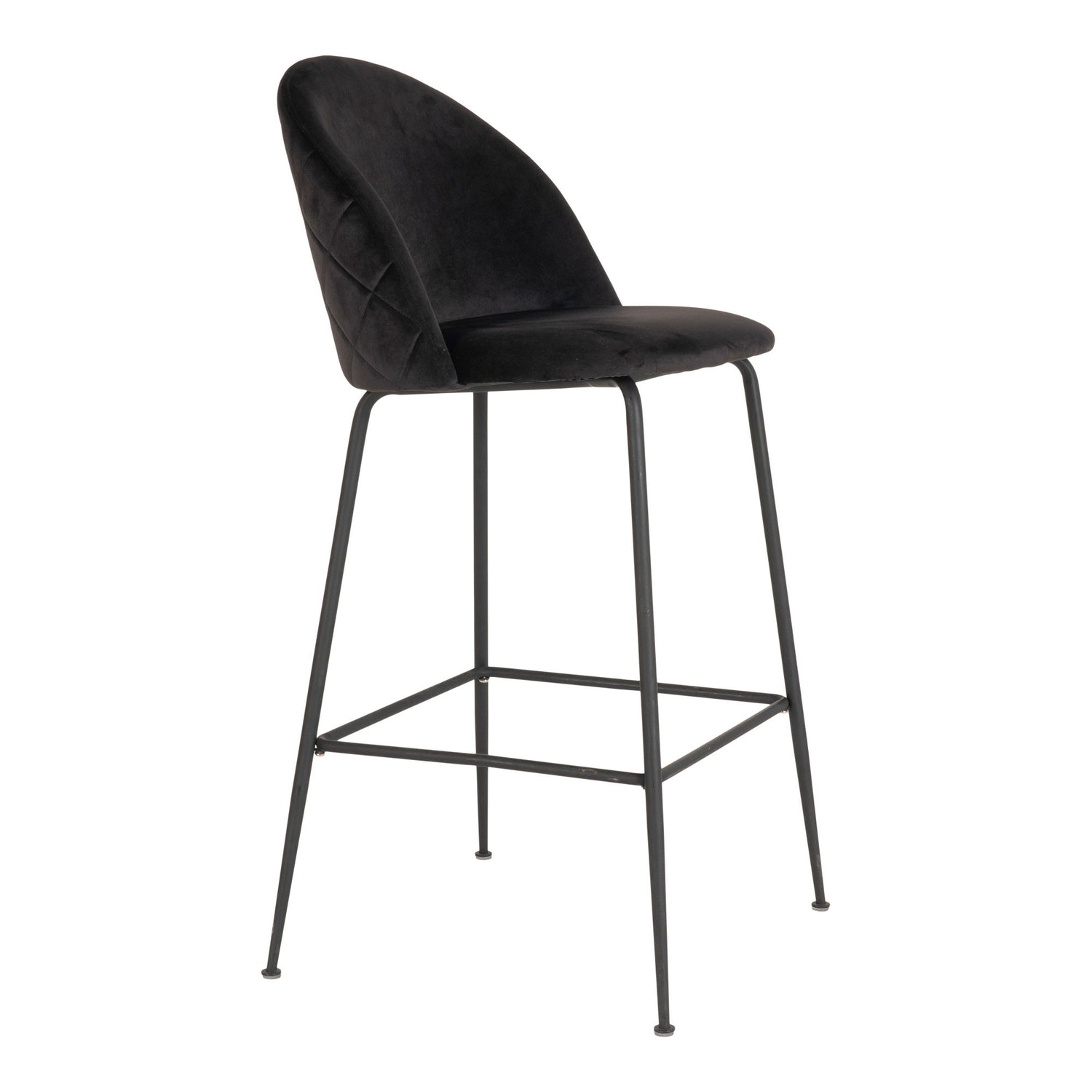 Lausanne bare chair - bar stool in velor, black with black legs, HN1207