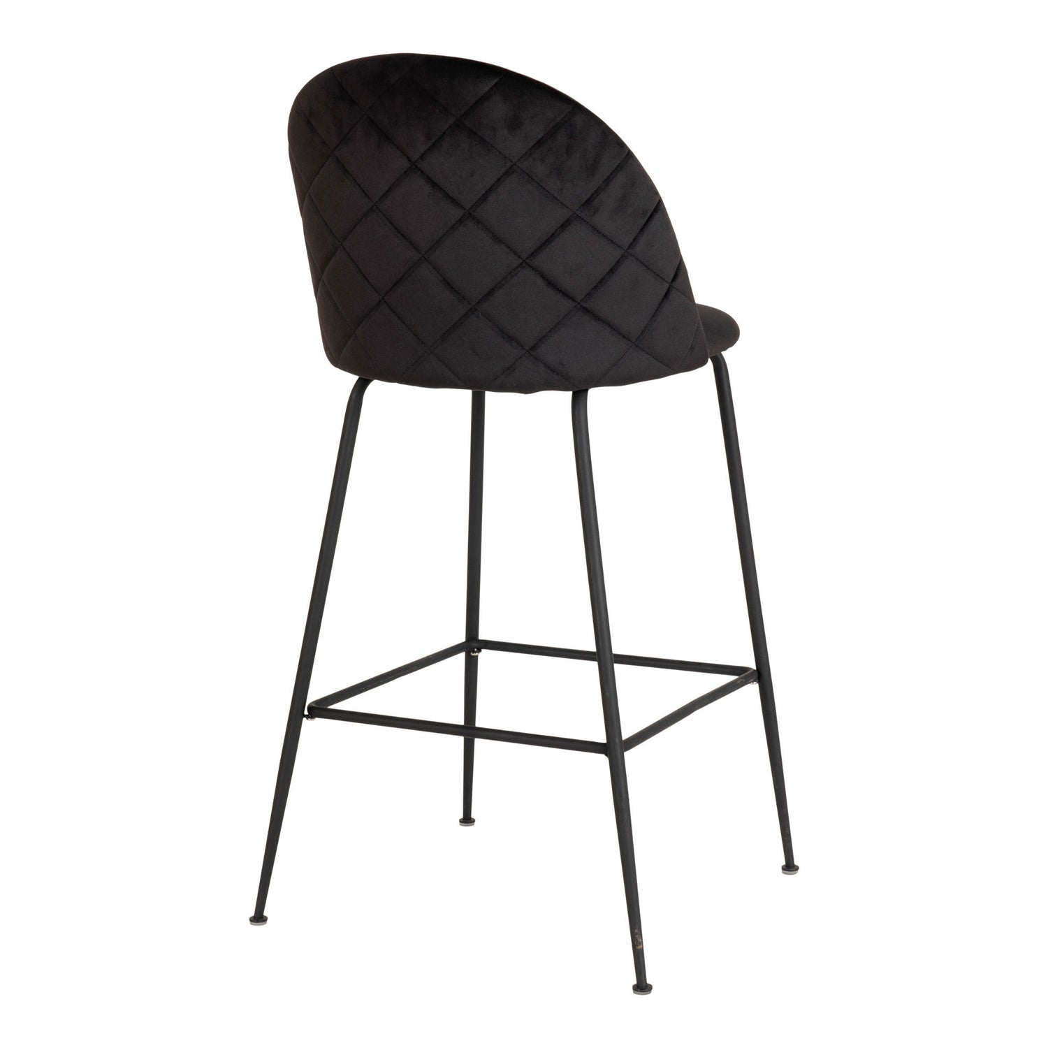 Lausanne bare chair - bar stool in velor, black with black legs, HN1207