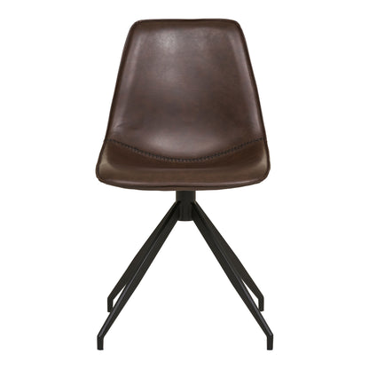 Monaco dining table chair - Dining table chair in PU with swivel foot, dark brown with black legs, HN1227