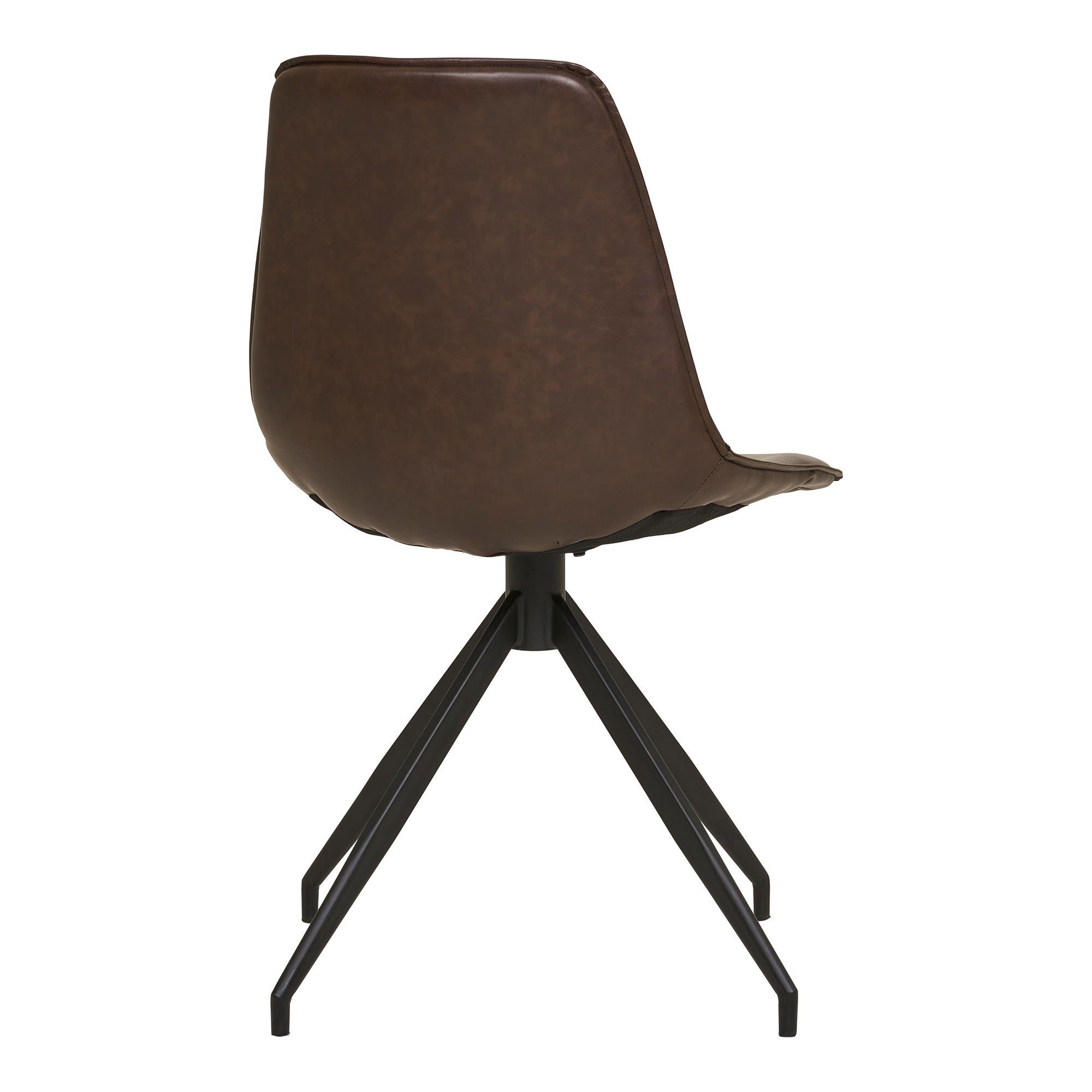 Monaco dining table chair - Dining table chair in PU with swivel foot, dark brown with black legs, HN1227