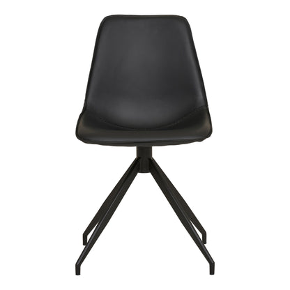 Monaco dining table chair - Dining table chair in PU with swivel foot, black with black legs