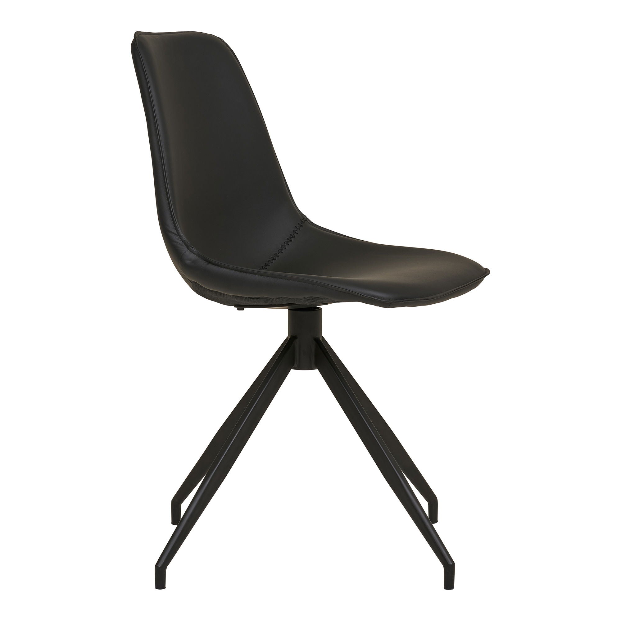 Monaco dining table chair - Dining table chair in PU with swivel foot, black with black legs