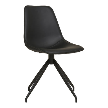 Monaco dining table chair - Dining table chair in PU with swivel foot, black with black legs