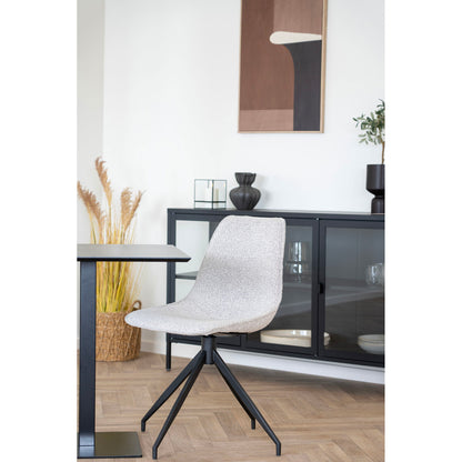 Monaco Dining table chair - Dining table chair with swivel foot, bouklé, sand with black legs, HN1267