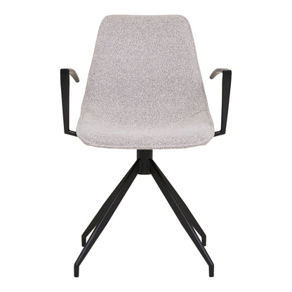 Dining table chair, swivel foot, armrests, bouclé, sand with black legs, HN1267