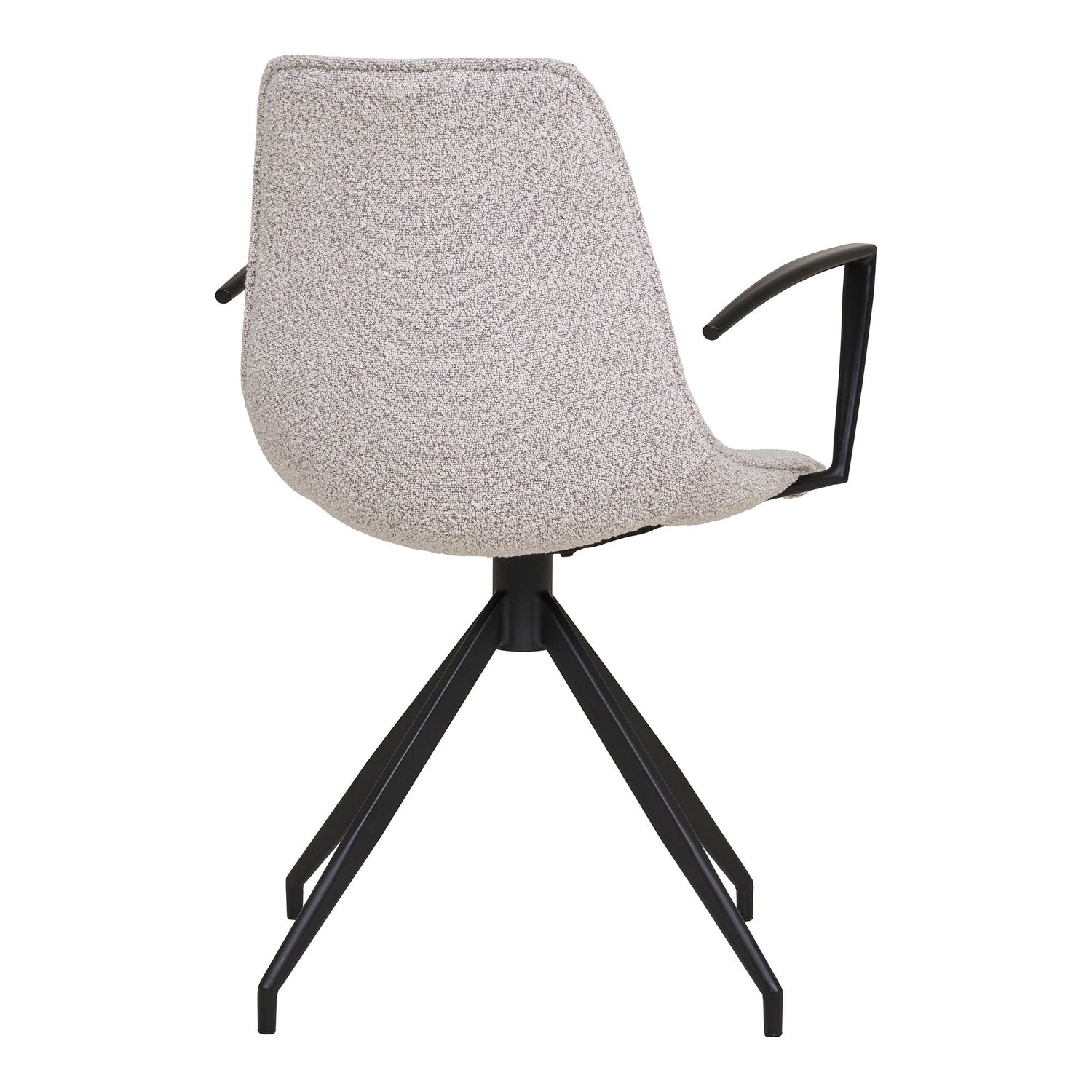 Dining table chair, swivel foot, armrests, bouclé, sand with black legs, HN1267