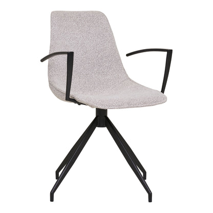 Dining table chair, swivel foot, armrests, bouclé, sand with black legs, HN1267