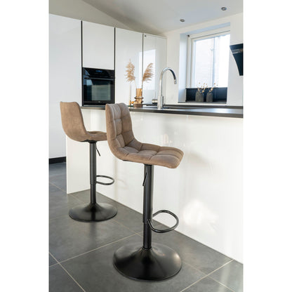 Middelfart Barstol - bar stool in microfiber, light brown with black legs