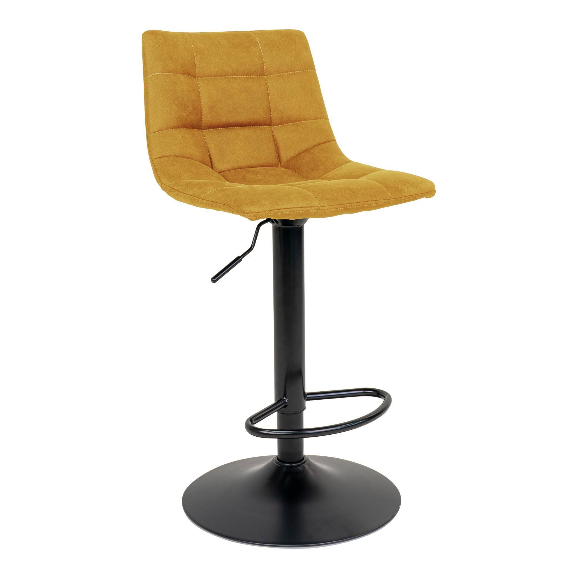 Middelfart Barstol - bar stool in microfiber, mustard yellow with black legs