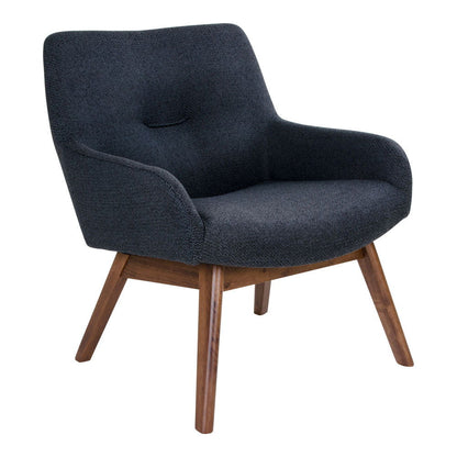 London lounge chair - lounge chair in fabric, dark gray with walnut legs