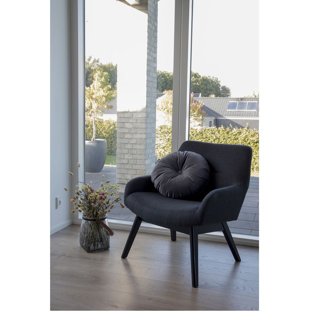 London lounge chair - lounge chair in fabric, dark gray with black legs