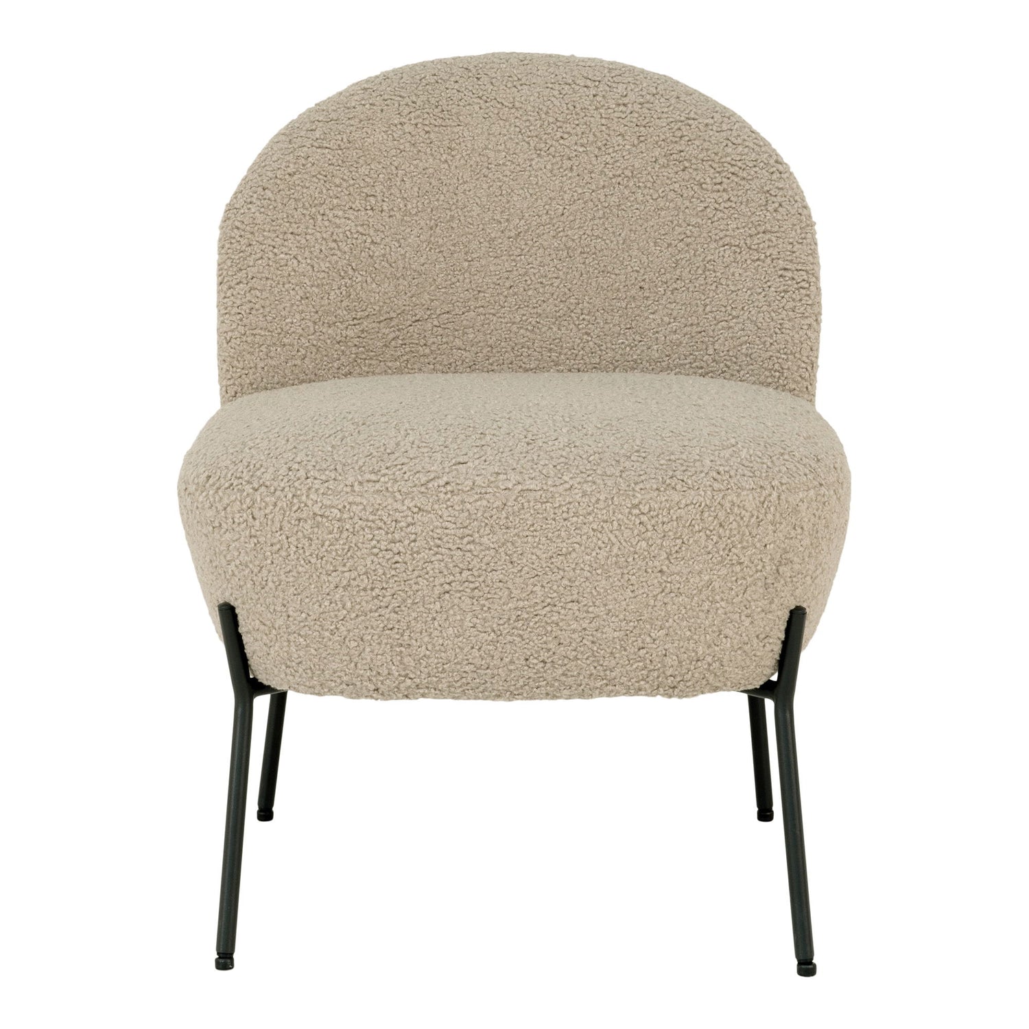 Merida lounge chair - lounge chair in artificial lambskin, gray -brown with black legs