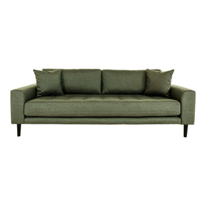 Lido 3 person sofa - 3 person sofa, olive green with two pillows and black wooden, HN1020