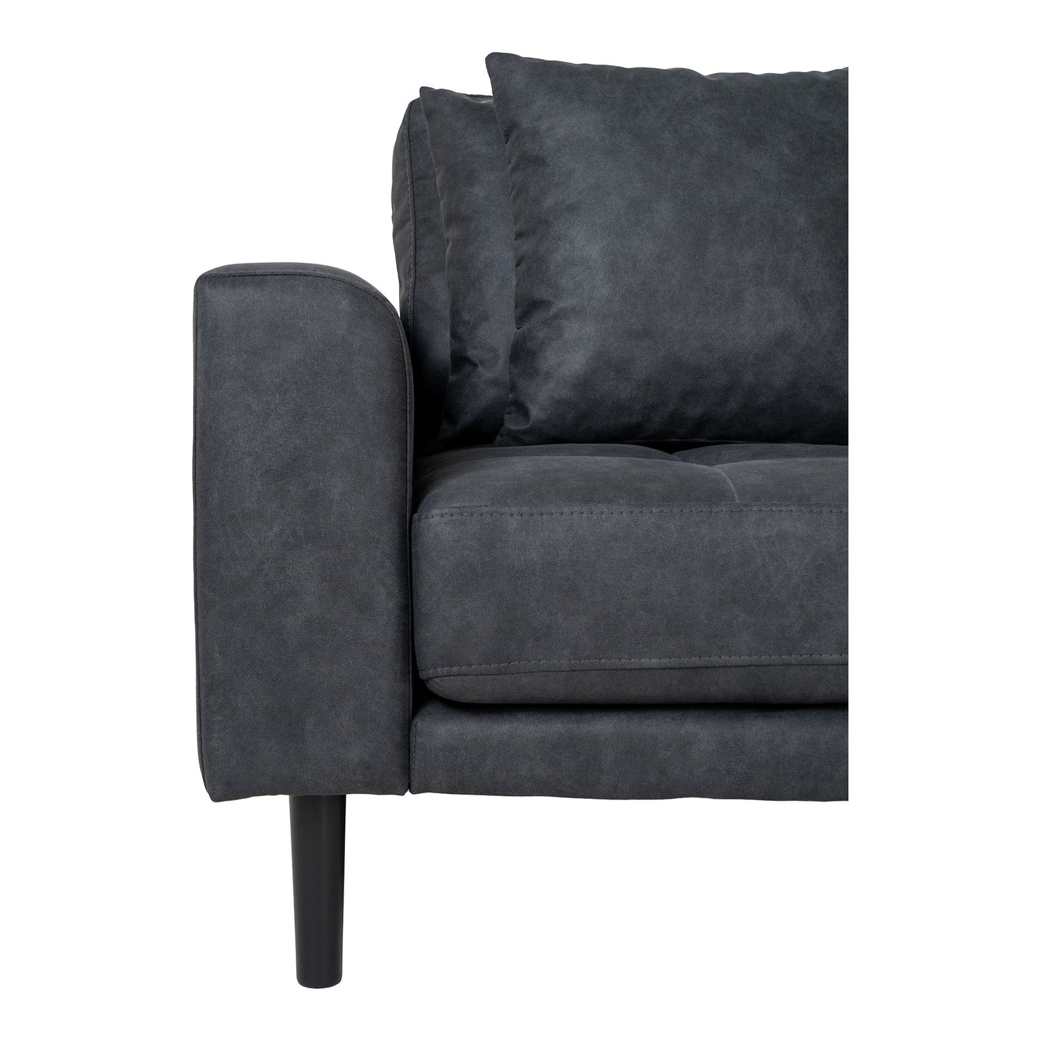 Lido Lounge Sofa - Lounge sofa, right -wing in dark gray microfiber with four pillows and black wooden legs, HN1000